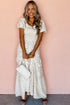 Enchanted Garden Floral Print Smocked Puff Sleeve Maxi Dress